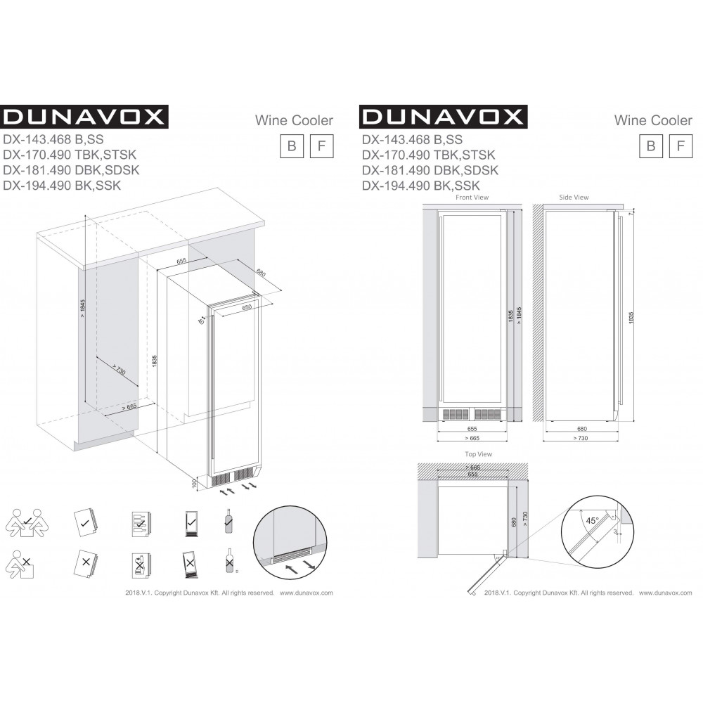 Встраиваемый винный шкаф Dunavox DX-170.490TBK купить в интернет-магазине  BT-TECHNIKA c доставкой в Магнитогорске